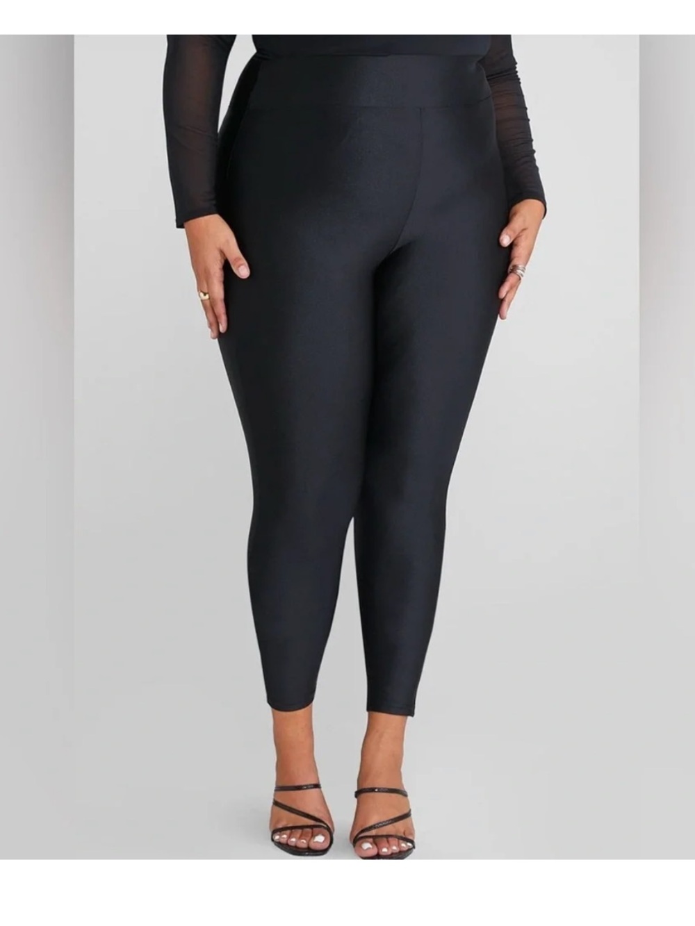Fashion to Figure Black High-Rise shiny Plus Size Leggings